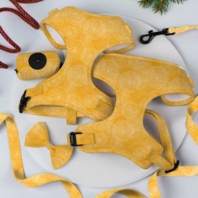 acheter Confortable collier à laisse jaune harnais ensemble collier de chiot en néoprène et ensemble de plomb fabrication en ligne