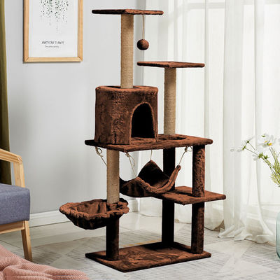 acheter Arbre à rayures naturel à plusieurs niveaux Arbre de chat en bois avec hamac fabrication en ligne