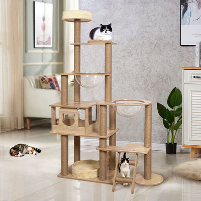 acheter Jouet de jeu actif de chat Maison haute à plusieurs niveaux Arbre d'activité de chat avec des poteaux de grattage Sisal Activité en bois Maison de jeu de chat fabrication en ligne