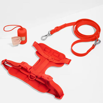 Collier de laisse en néoprène Combo réglable en PVC doux Collier rouge et laisse