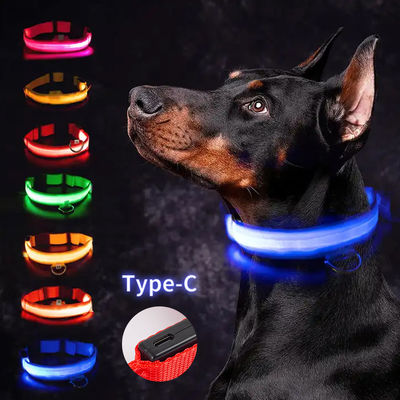 Collier à chiens à LED étanche réglable USB de type C rechargeable