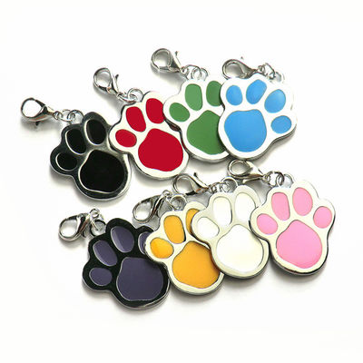 Forme de patte 25 mm étiquette d'identification de chien Pendentif Étiquettes de chien silencieuses
