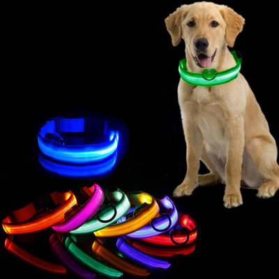 Collier LED pour chien étanche à l'eau clignotant lumineux de nuit marche réglable USB rechargeable