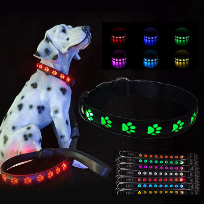 fournitures pour animaux de compagnie collier à LED pour chien avec logo personnalisé USB mode clignotant rechargeable Flash lent