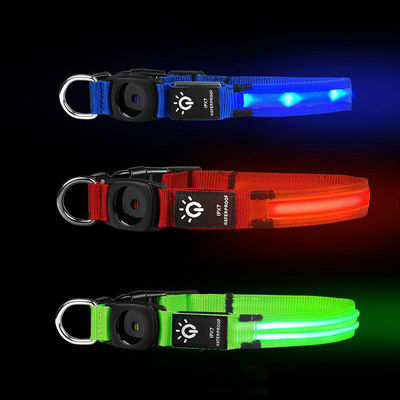 Collier LED pour chien imperméable aux eaux pour chiens de taille moyenne à grande AirTag Porteur Flash Light Up Logo personnalisé