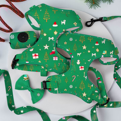 Populaire personnalisé personnalisé designer de luxe sans traction collant réglable de la laisse la cravate et bandana réglage de harnais pour chien réversible