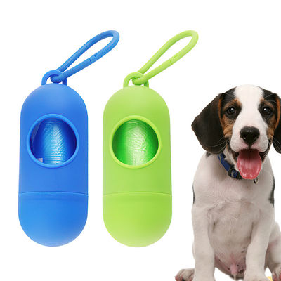 Porteur de sac à ordures pour chien bleu vert 11,5*4,3 cm Porteur de poudre de chien en plastique pour promenades