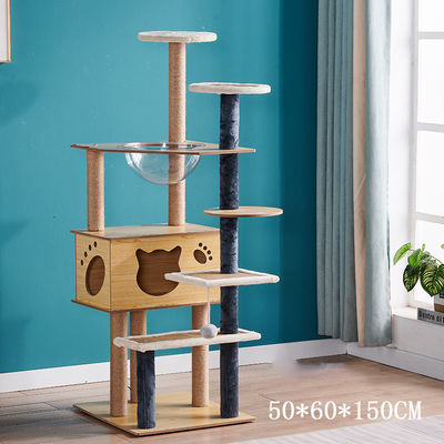 Jouets de chatTailles personnalisées Arbre de chat en bois avec des maisons de grattage et de jeu
