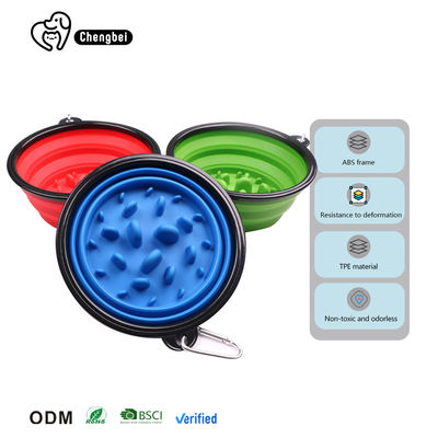 Pet Cat Slow Feeder Silicone Portable Plétable Coupe pliable pour chien Activités en plein air