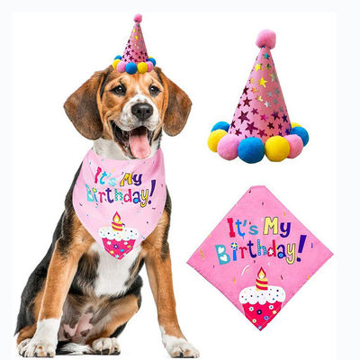 Pet Party Décoration Set Chien Bandana Chapeau Cravate Ballons fournitures Happy Cake Topper Tissu