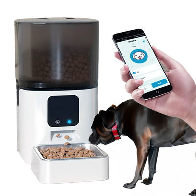 Alimentateur pour chat intelligent ABS blanc 6L Alimentateur automatique pour animaux de compagnie avec caméra pour petits animaux