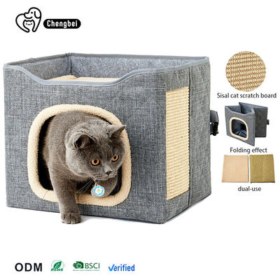 Couche double nid de chat cube animal de compagnie chaud lits de couchage pliants maison de chat chiens chats petits animaux